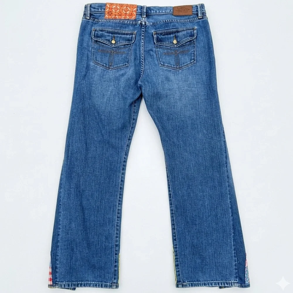 NWOT Lauren Ralph Lauren Colorful Patchwork Flare Jeans - Picture 2 of 8